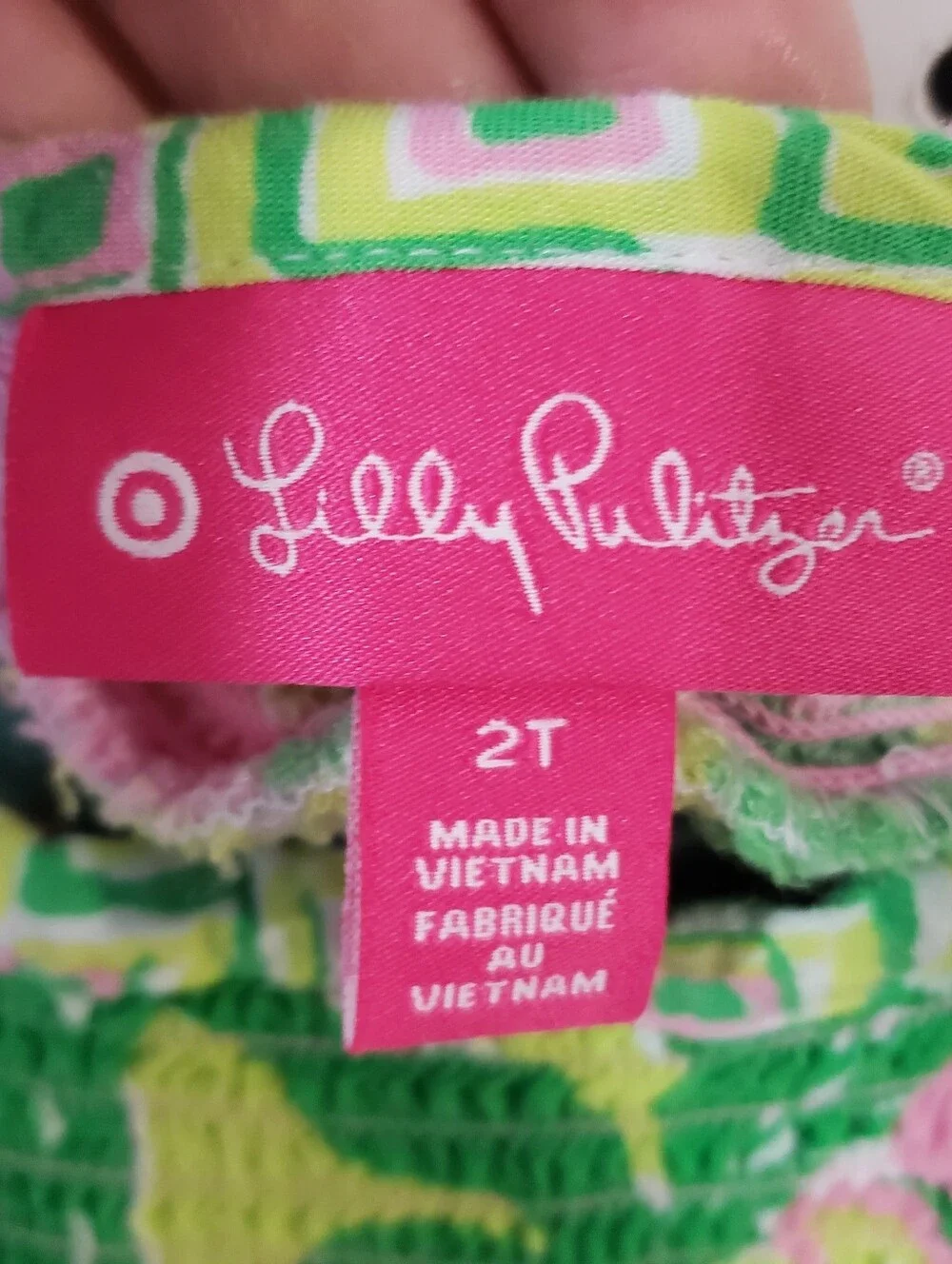 LILLY PULITZER TARGET Toddler Girls Pink Green Bright Tropical Sun Dress Size 2T